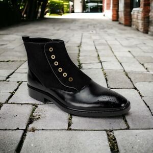 MEN'S GIOVANNI KENDRICK LEATHER DRESS BOOT WITH WOOL FELT ACCENTS.